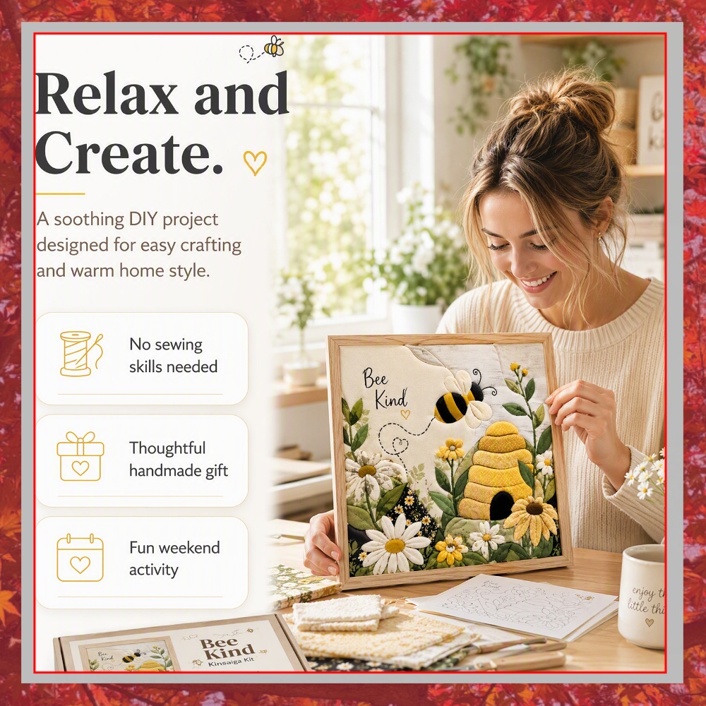 Art Craft Kit - 꿀벌 벌집 모양 펀치 니들 DIY